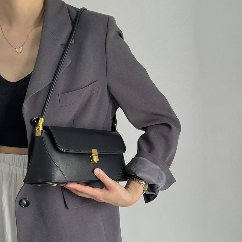 Trend Solid Designer Tote Flap PU Leather Underarm Versatile Shoulder Handbags Mssza