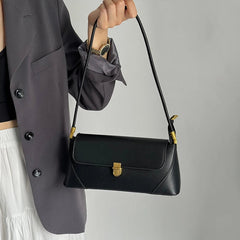 Trend Solid Designer Tote Flap PU Leather Underarm Versatile Shoulder Handbags Mssza