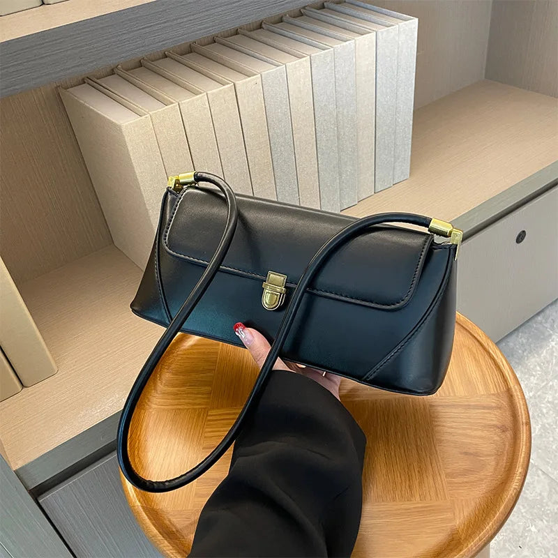 Trend Solid Designer Tote Flap PU Leather Underarm Versatile Shoulder Handbags Mssza