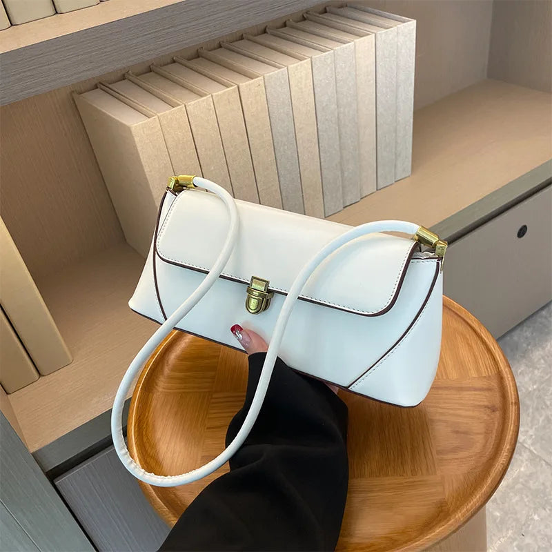 Trend Solid Designer Tote Flap PU Leather Underarm Versatile Shoulder Handbags Mssza
