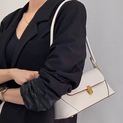 Trend Solid Designer Tote Flap PU Leather Underarm Versatile Shoulder Handbags Mssza
