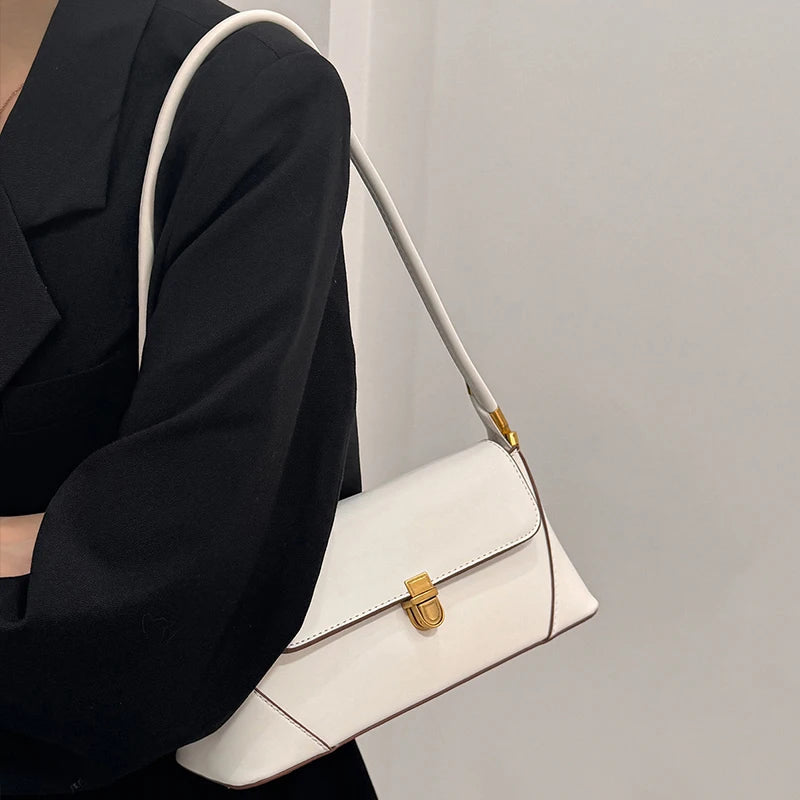 Trend Solid Designer Tote Flap PU Leather Underarm Versatile Shoulder Handbags Mssza