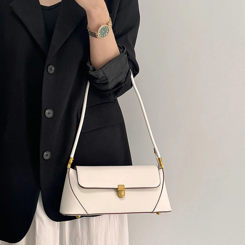 Trend Solid Designer Tote Flap PU Leather Underarm Versatile Shoulder Handbags Mssza