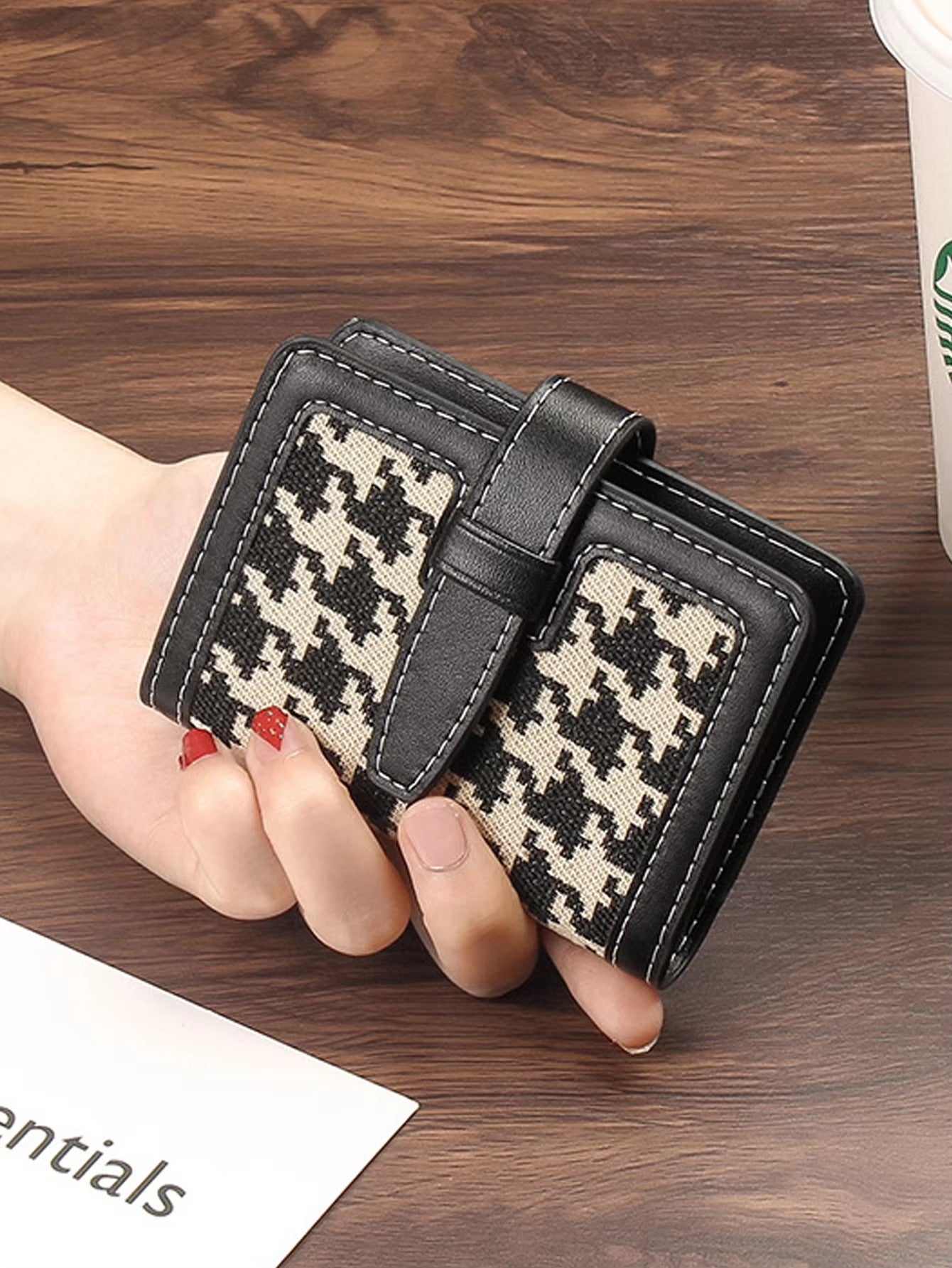 Trendy Anti Demagnetization PU Leather Plaid Coin Wallet Bag Mssza