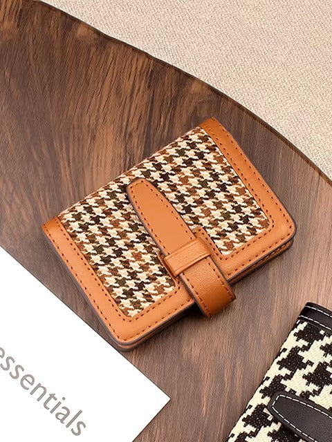 Trendy Anti Demagnetization PU Leather Plaid Coin Wallet Bag Mssza