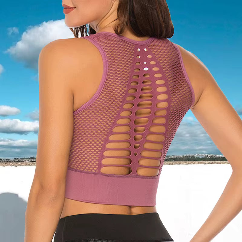 Trendy Backless Solid Quick Dry Running Sports Top Mssza