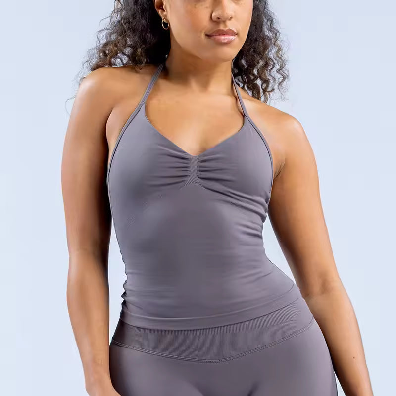 Trendy Beautiful Open Back Halter Longline Strappy Sports Bra Mssza