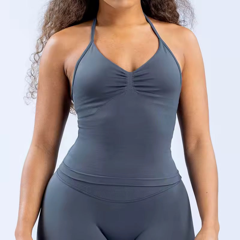 Trendy Beautiful Open Back Halter Longline Strappy Sports Bra Mssza