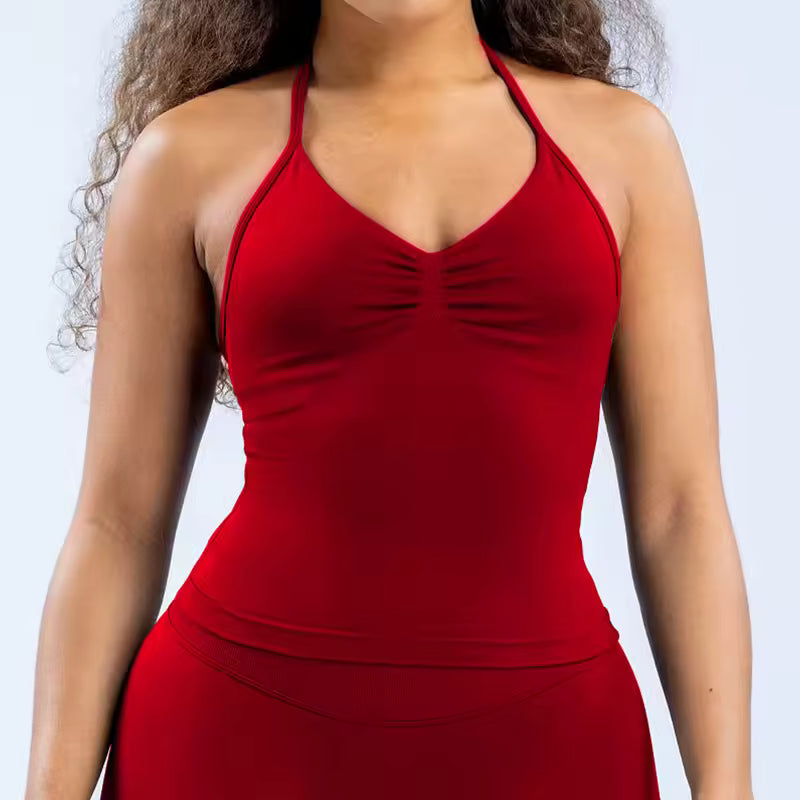 Trendy Beautiful Open Back Halter Longline Strappy Sports Bra Mssza