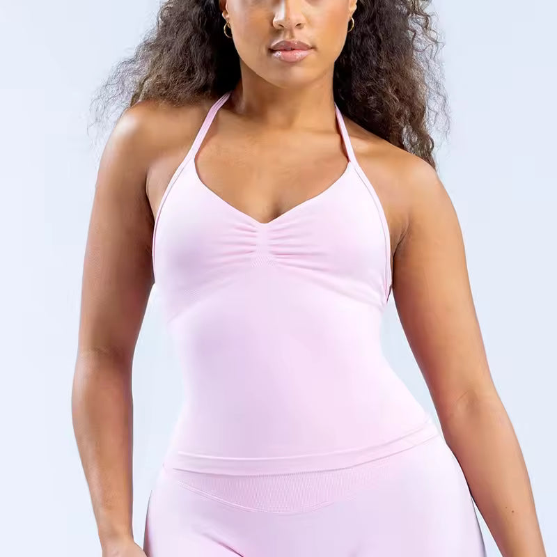 Trendy Beautiful Open Back Halter Longline Strappy Sports Bra Mssza