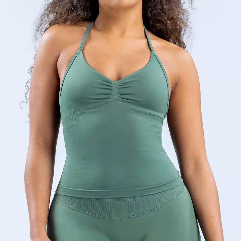 Trendy Beautiful Open Back Halter Longline Strappy Sports Bra Mssza
