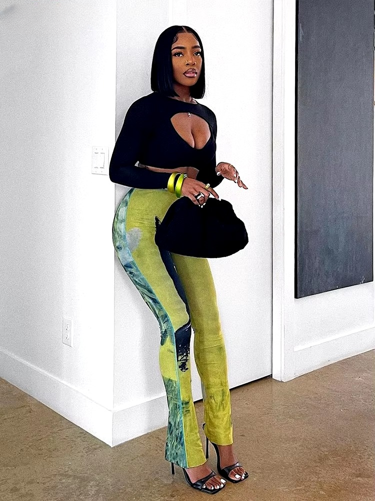 Trendy Bottoms Tie Dye Straight Elastic Waist Skinny Pants Mssza