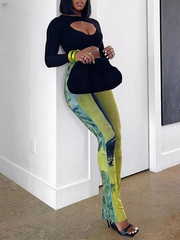 Trendy Bottoms Tie Dye Straight Elastic Waist Skinny Pants Mssza
