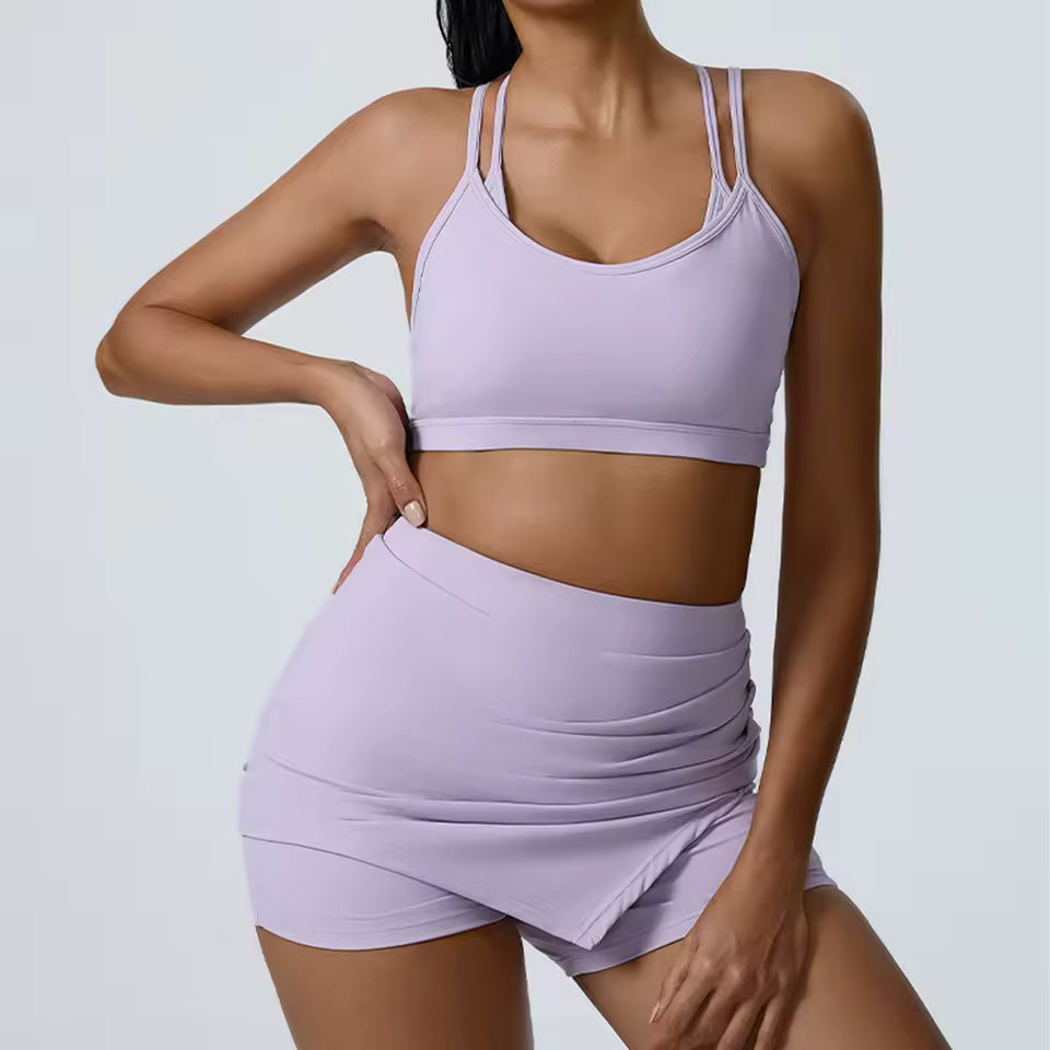 Trendy Bra And High Waist Shorts 2 Piece Set Tracksuit Mssza