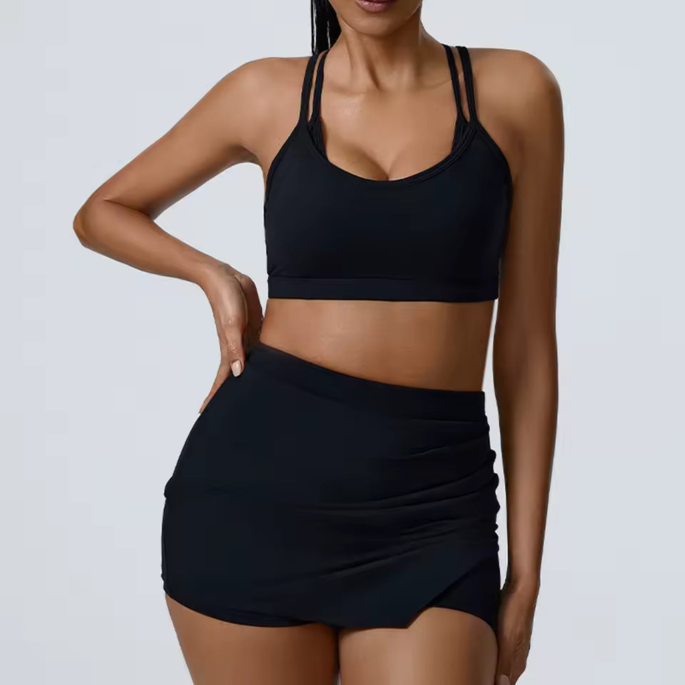 Trendy Bra And High Waist Shorts 2 Piece Set Tracksuit Mssza