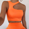 Trendy Breathable Cut Out Off Shoulder Solid Skinny Sport Short Mssza