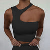 Trendy Breathable Cut Out Off Shoulder Solid Skinny Sport Short Mssza