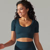 Trendy Breathable Detailing Pattern Short Sleeve Sports Crop Top Mssza