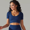 Trendy Breathable Detailing Pattern Short Sleeve Sports Crop Top Mssza