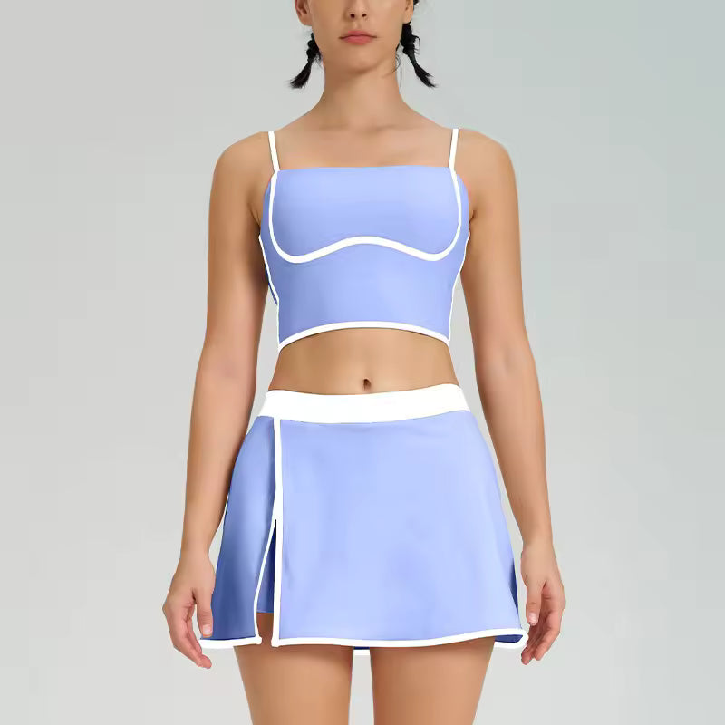 Trendy Breathable Quick-drying Sports Bra Elastic Skirt 2 Piece Set Mssza
