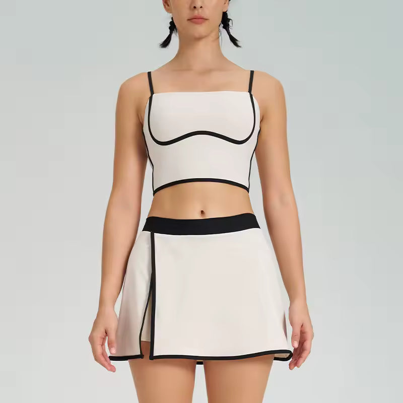 Trendy Breathable Quick-drying Sports Bra Elastic Skirt 2 Piece Set Mssza