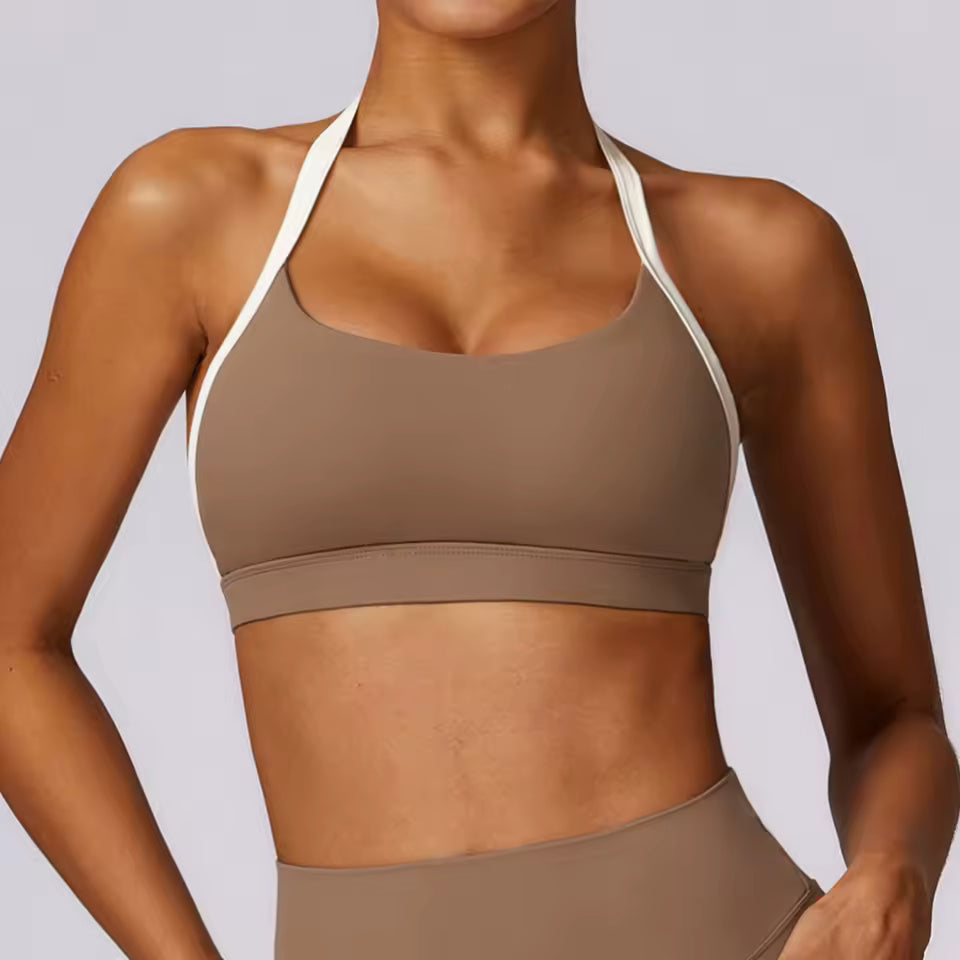 Trendy Breathable Shockproof Quick Dry Halter Gym Sport Bra Mssza