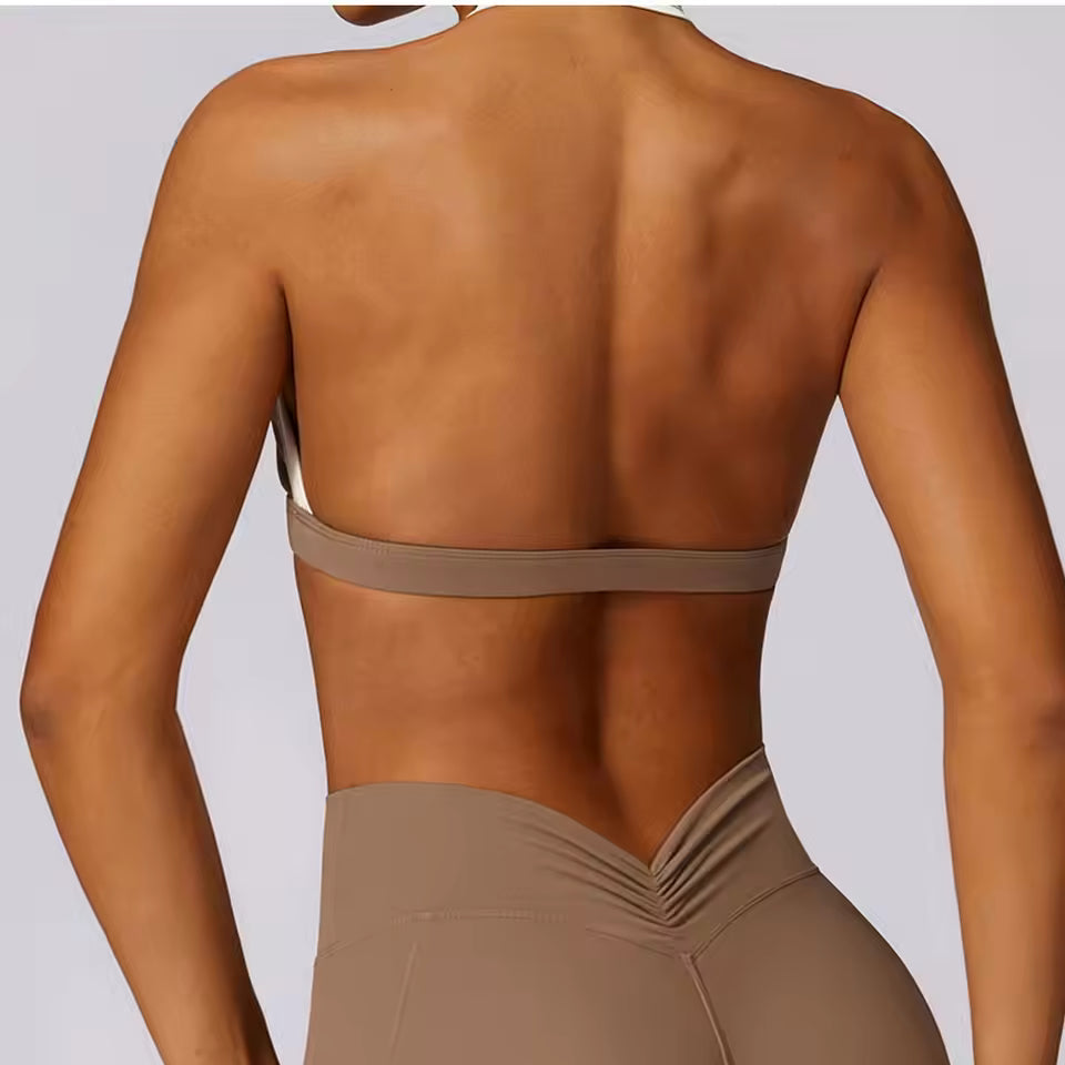 Trendy Breathable Shockproof Quick Dry Halter Gym Sport Bra Mssza