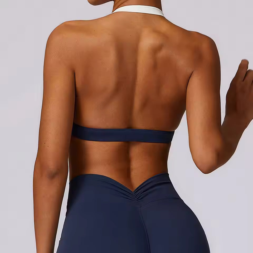 Trendy Breathable Shockproof Quick Dry Halter Gym Sport Bra Mssza
