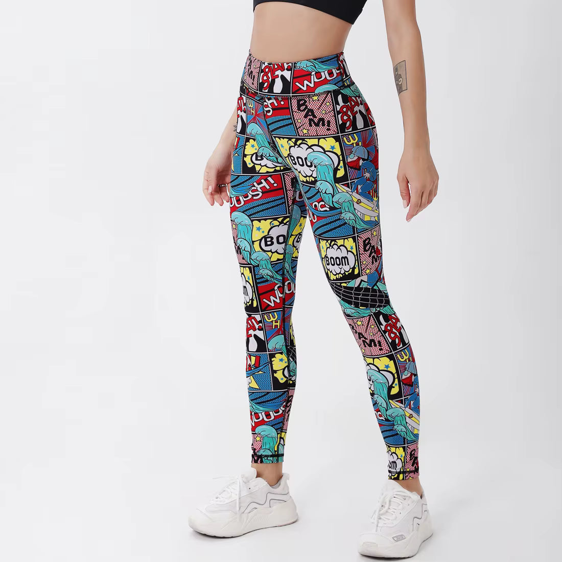 Trendy Cartoon Printed High Waist Ankle-Length Sports Legging Mssza