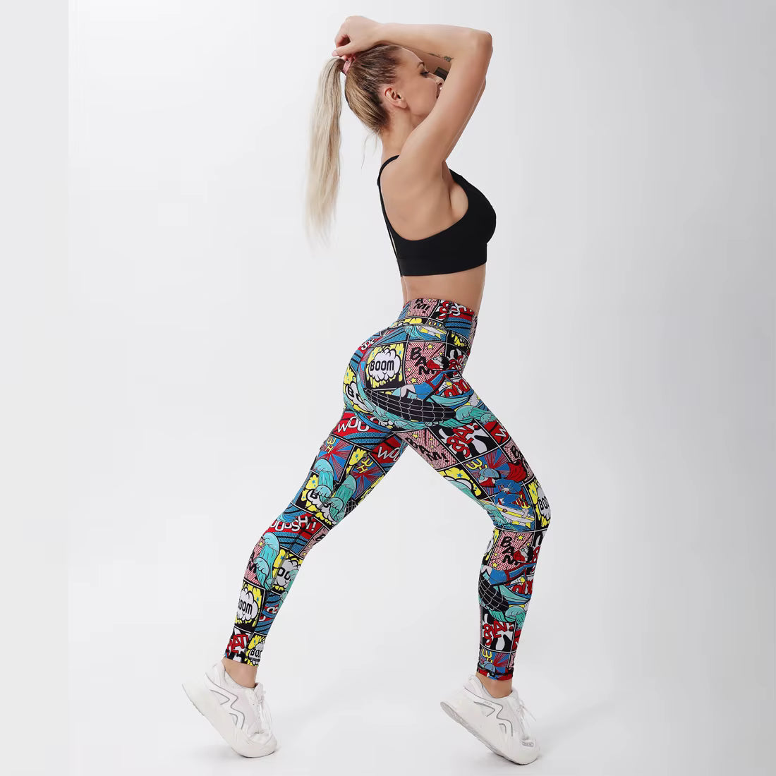 Trendy Cartoon Printed High Waist Ankle-Length Sports Legging Mssza