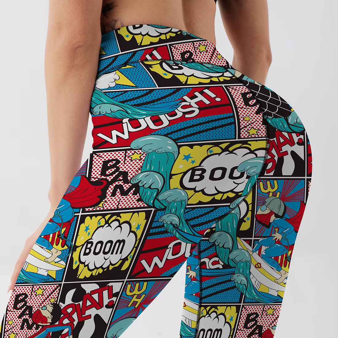 Trendy Cartoon Printed High Waist Ankle-Length Sports Legging Mssza