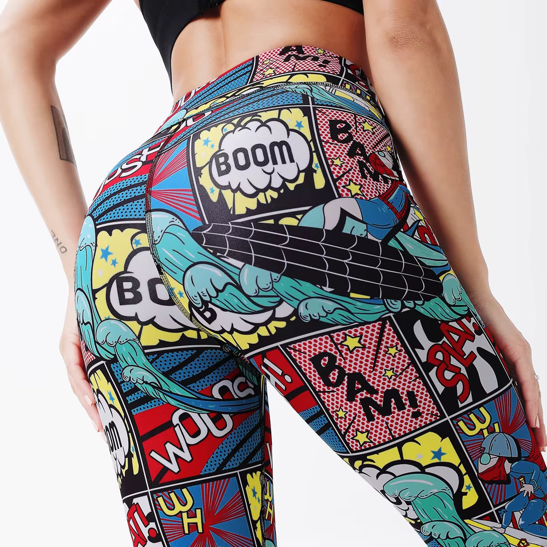 Trendy Cartoon Printed High Waist Ankle-Length Sports Legging Mssza