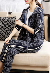 Trendy Casual Zipper Hoodie Long Pants Suit Plus Size Sportswear Sets Mssza