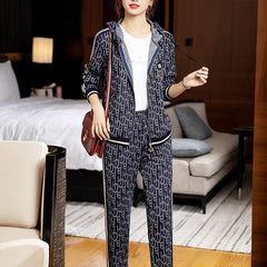 Trendy Casual Zipper Hoodie Long Pants Suit Plus Size Sportswear Sets Mssza