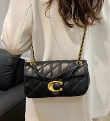 Trendy Checkered Embroidered Thread Floral Chain Shoulder Strap Stylish Crossbody Bag Mssza