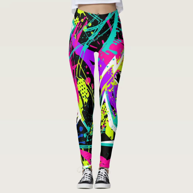 Trendy Colorful Printing High Waist Stretchable Sports Leggings Mssza