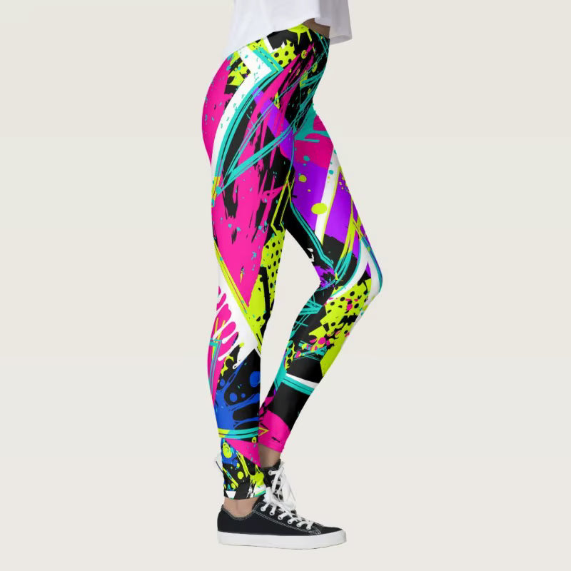 Trendy Colorful Printing High Waist Stretchable Sports Leggings Mssza