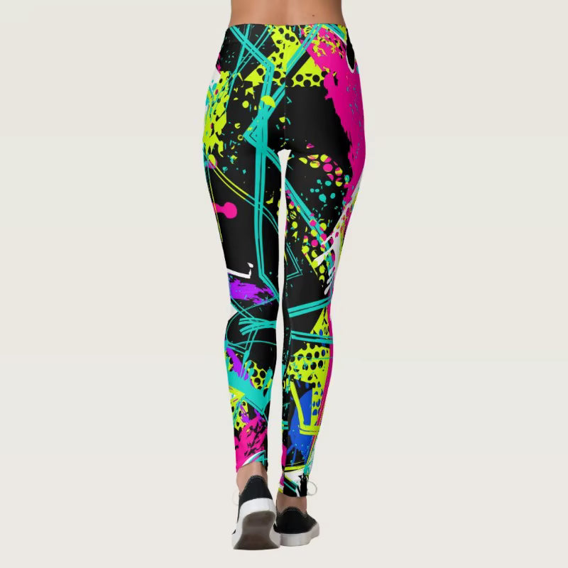 Trendy Colorful Printing High Waist Stretchable Sports Leggings Mssza