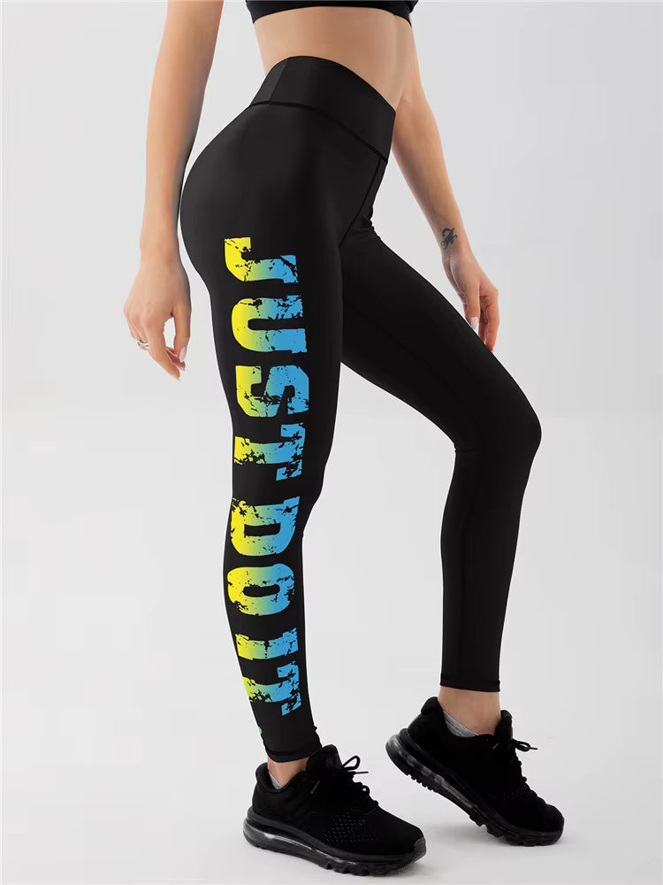 Trendy Colorful Letter Printed Tight Ankle-Length Sports Pants Mssza