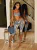 Trendy Colorful Print Backless Camisole And Shorts Pant 2 Piece Set Mssza