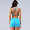 Trendy Crisscross Back Bra Set High Waist Shorts Yoga Shorts Set Mssza