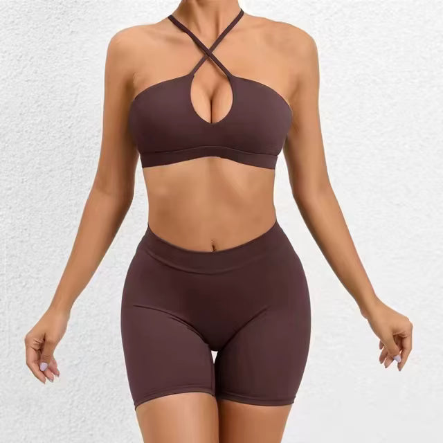Trendy Cross Beauty Back Bra Shorts Hip-lifting Seamless Yoga Sets Mssza