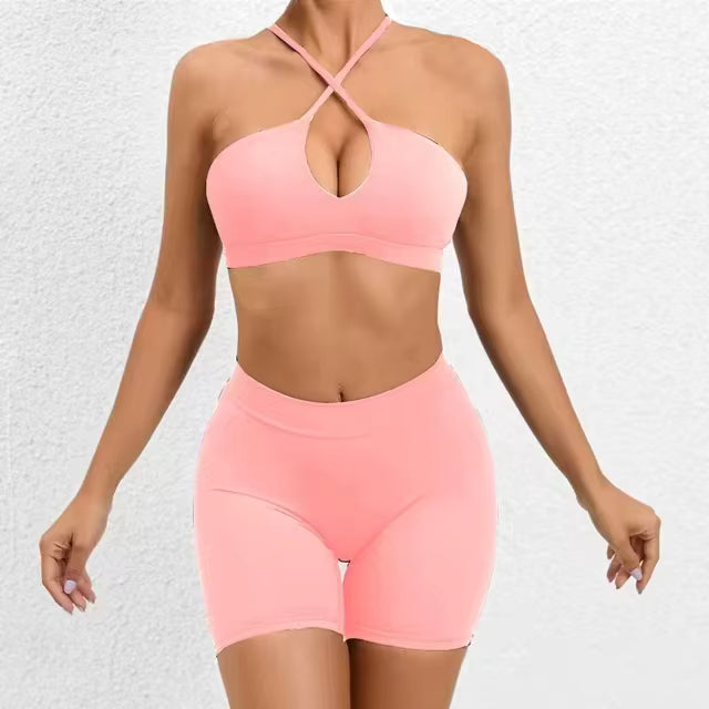Trendy Cross Beauty Back Bra Shorts Hip-lifting Seamless Yoga Sets Mssza