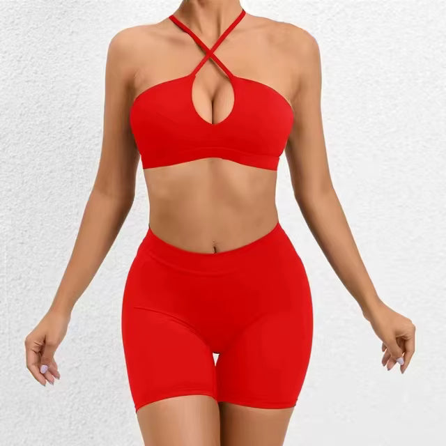 Trendy Cross Beauty Back Bra Shorts Hip-lifting Seamless Yoga Sets Mssza