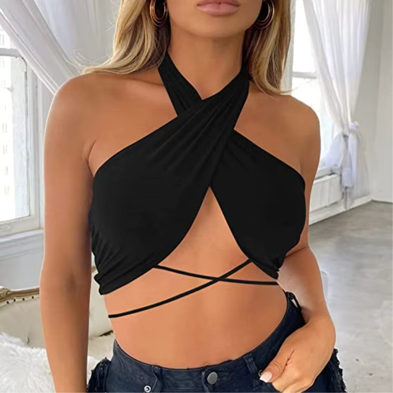 Trendy Cross-Border Backless Chest Strap Single Piece Crop Top Mssza