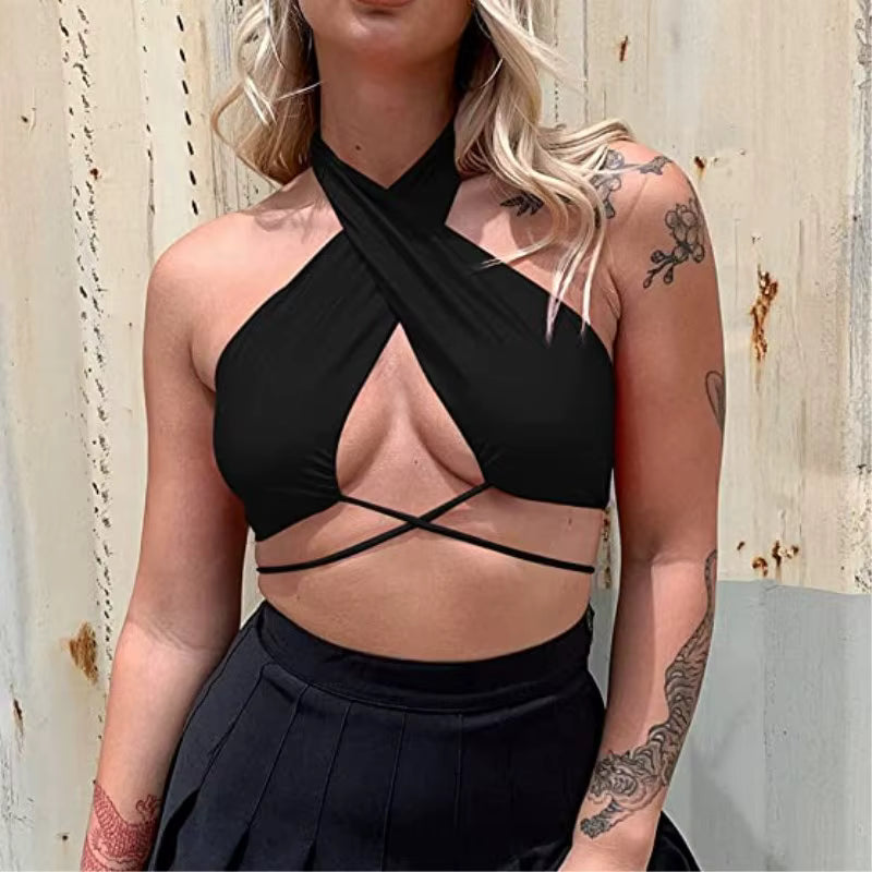 Trendy Cross-Border Backless Chest Strap Single Piece Crop Top Mssza
