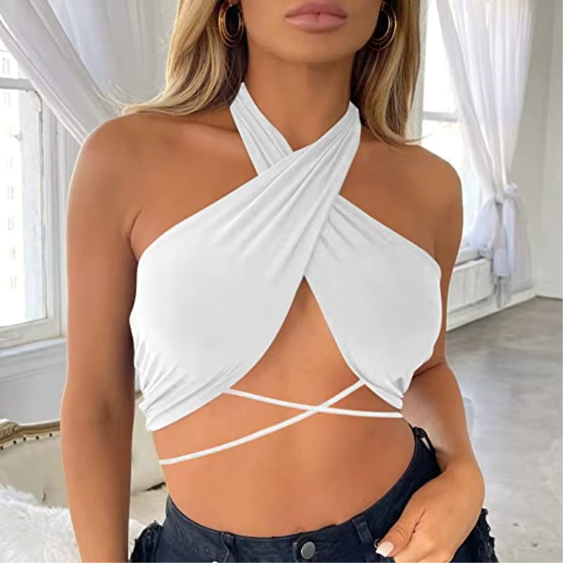 Trendy Cross-Border Backless Chest Strap Single Piece Crop Top Mssza