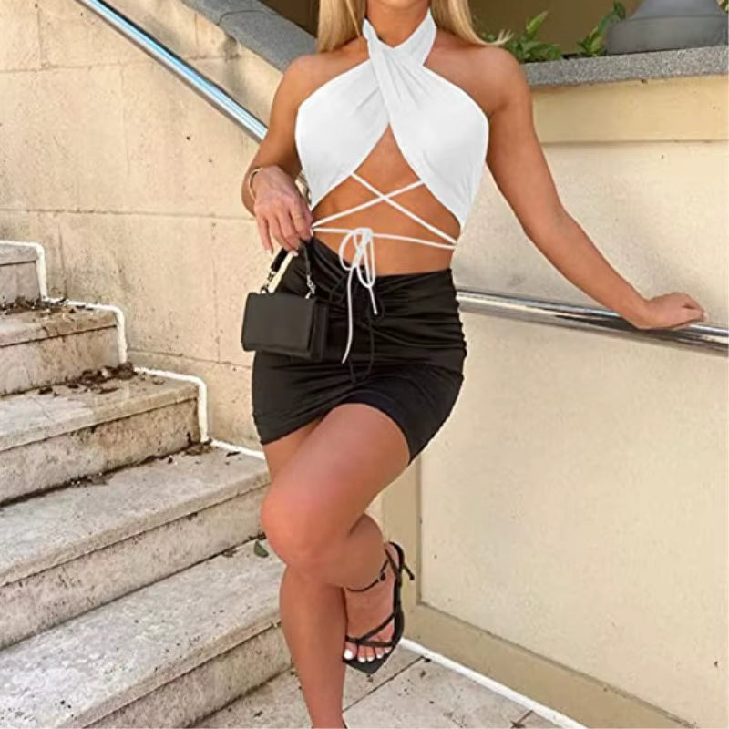 Trendy Cross-Border Backless Chest Strap Single Piece Crop Top Mssza