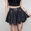 Trendy Crumpled Layer With Belt Strap Elastic Back Asymmetrical Mini Skirt Mssza