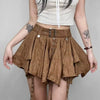 Trendy Crumpled Layer With Belt Strap Elastic Back Asymmetrical Mini Skirt Mssza